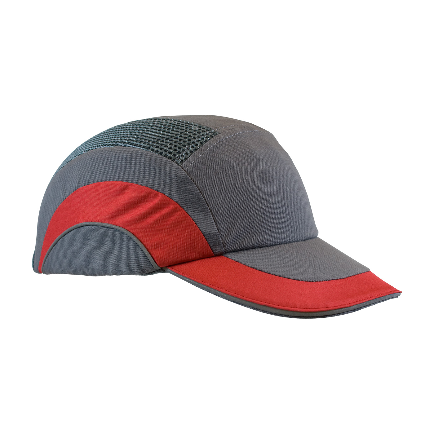 282-ABR170 PIP® Low-Profile HardCap A1+™ Baseball Style Bump Cap with Reflective Piping.  Gray/Red